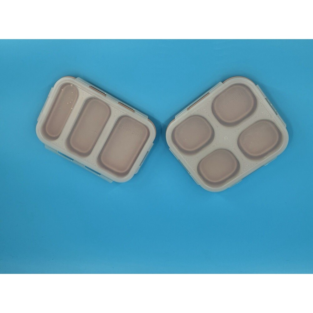Crofton Portion Perfect Collapsible Meal Kit 3 & 4 Compartment Pink Set of 2